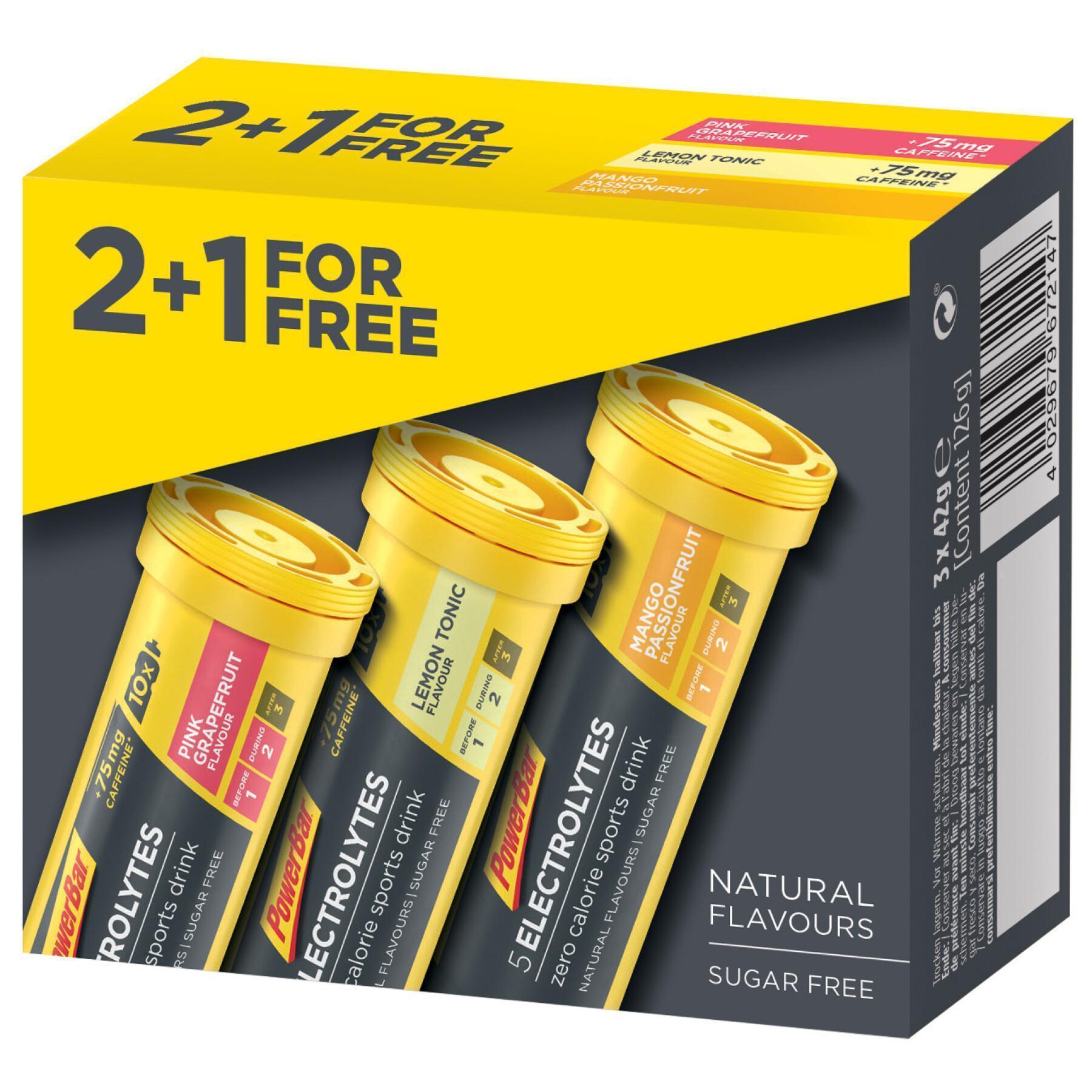 Bebidas PowerBar 5 Electrolytes MultiPack 8 packs of 2+1x10 tabs Mixed : Mango-Passion Fruit+Pink Grapefruit+Lemon Tonic