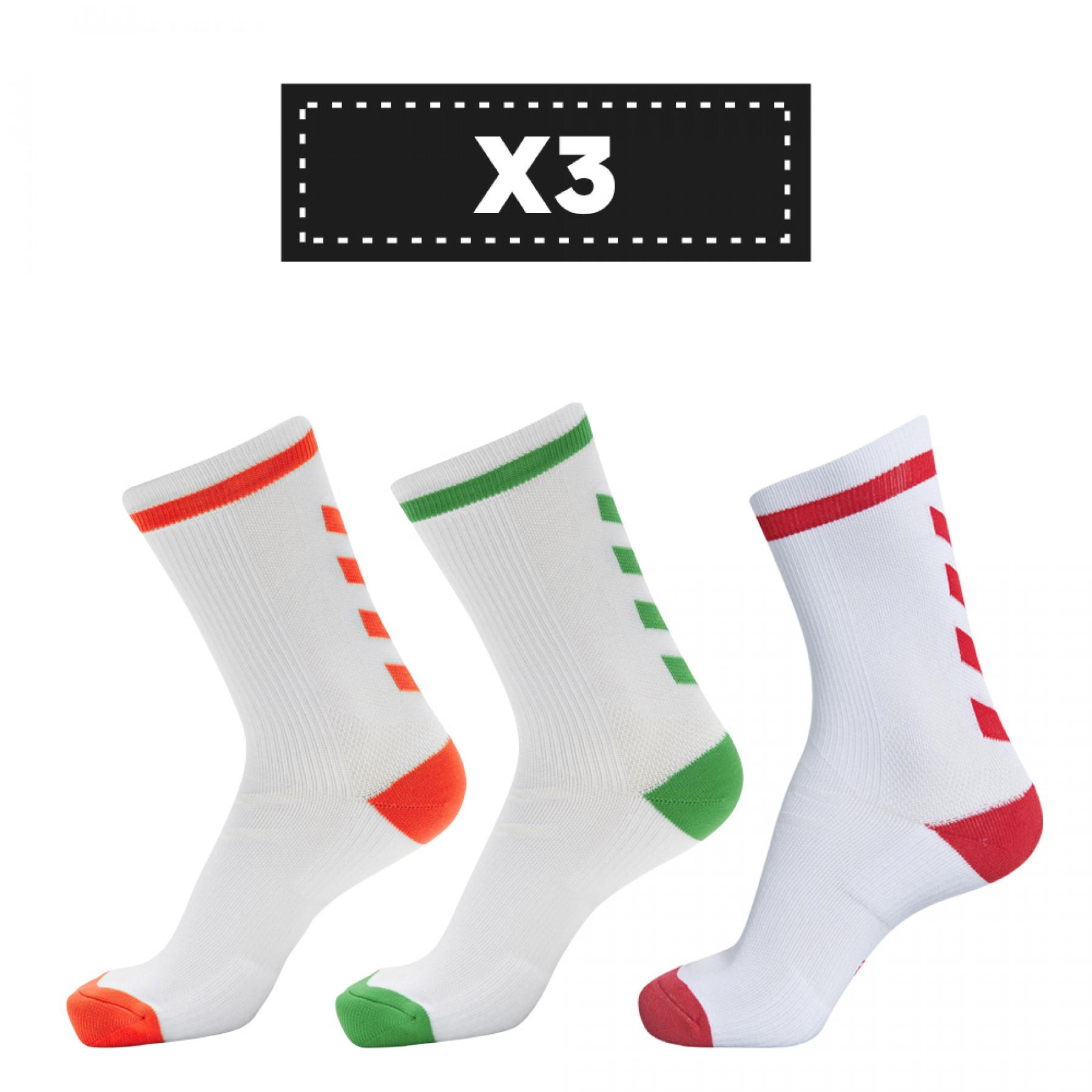 Conjunto de 3 pares de meias coloridas claras Hummel Elite Indoor Low (coloris au choix)