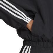 Jaqueta impermeável tecida para mulheres adidas Essentials 3-Stripes