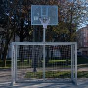 Conjunto de 2 balizas Futsal/Handball com arco de basquetebol galvanizado Softee Equipment